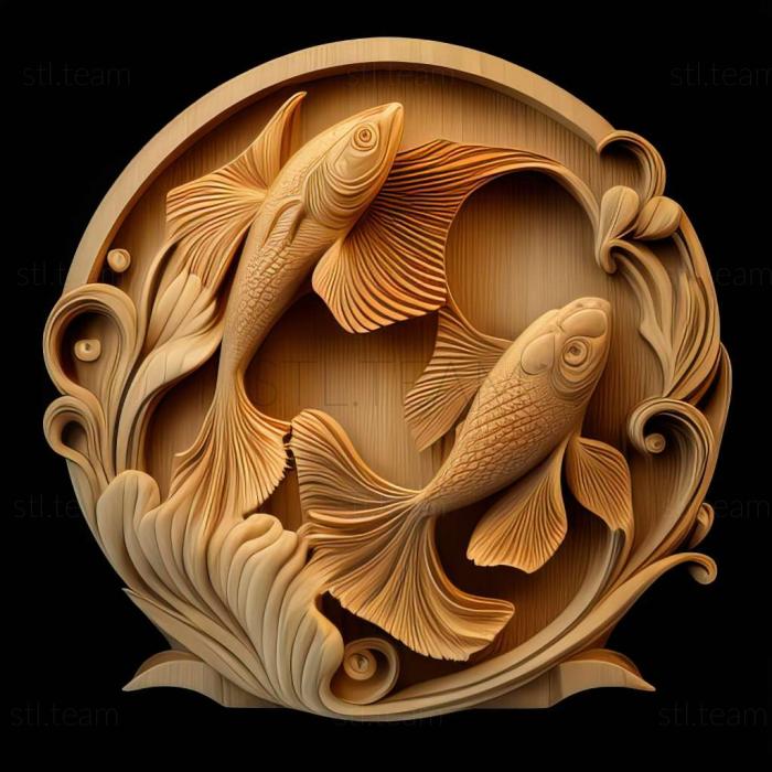 3D model Two   tailed fighting fish fish (STL)